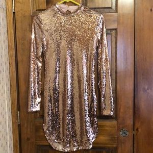 Rose gold sequin dress. NEVER WORN